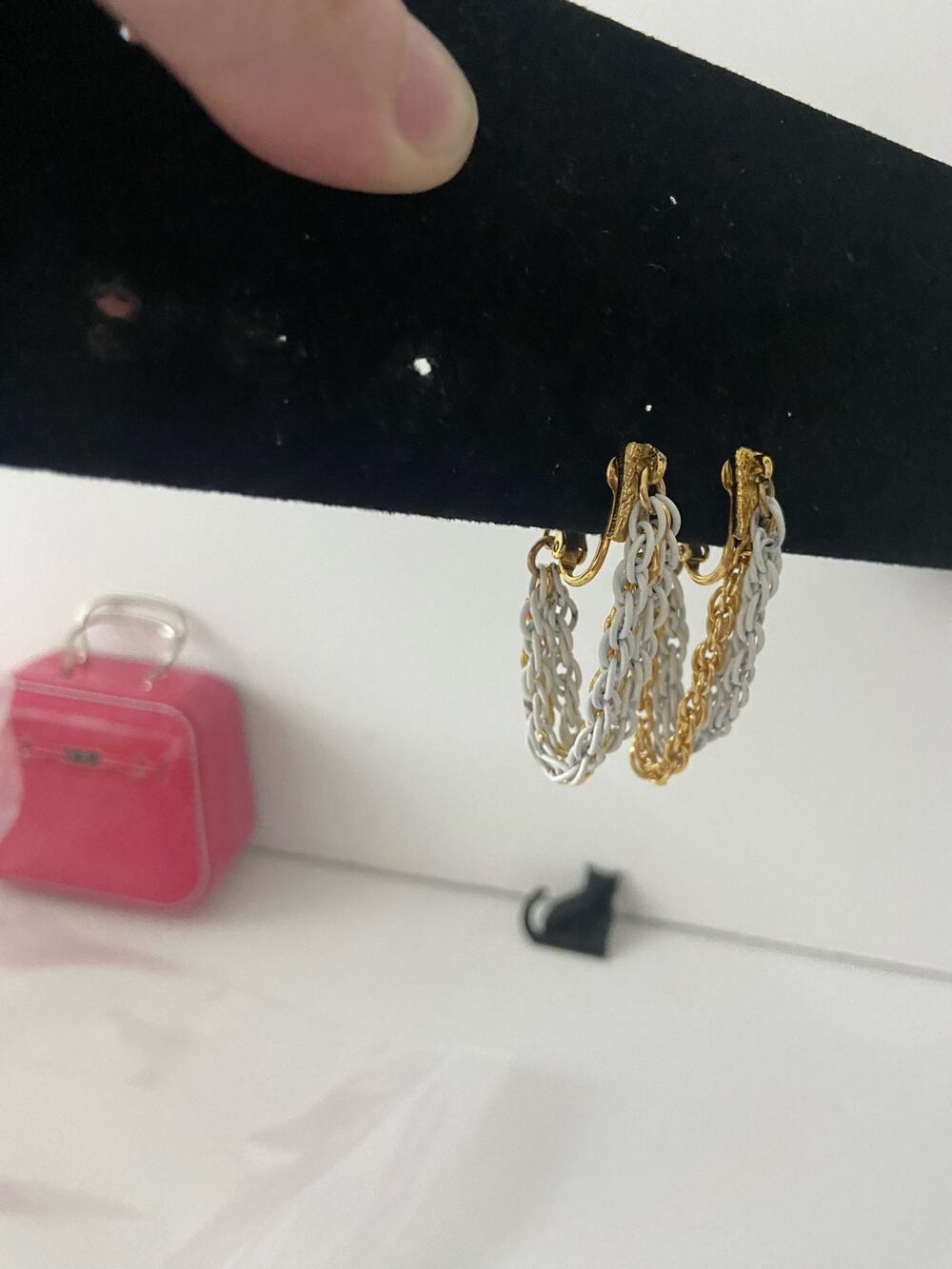 Vintage chain clip on earrings